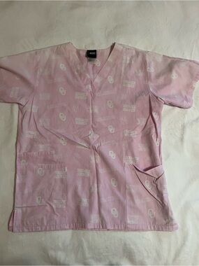 OU Pink 'Boomer Sooner' V-Neck Medical Scrub Top